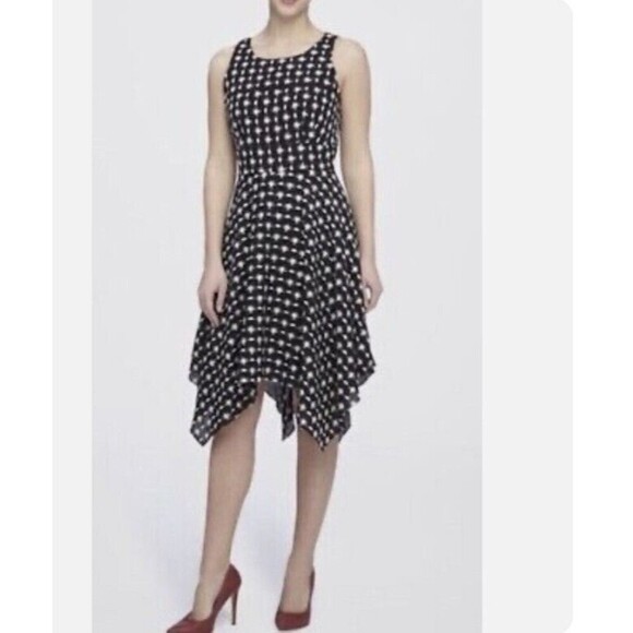 Tahari ASL Dresses & Skirts - TAHARI Arthur S Levine Black Embroidered Handkerchief Hem Dress Size 16​​​​​